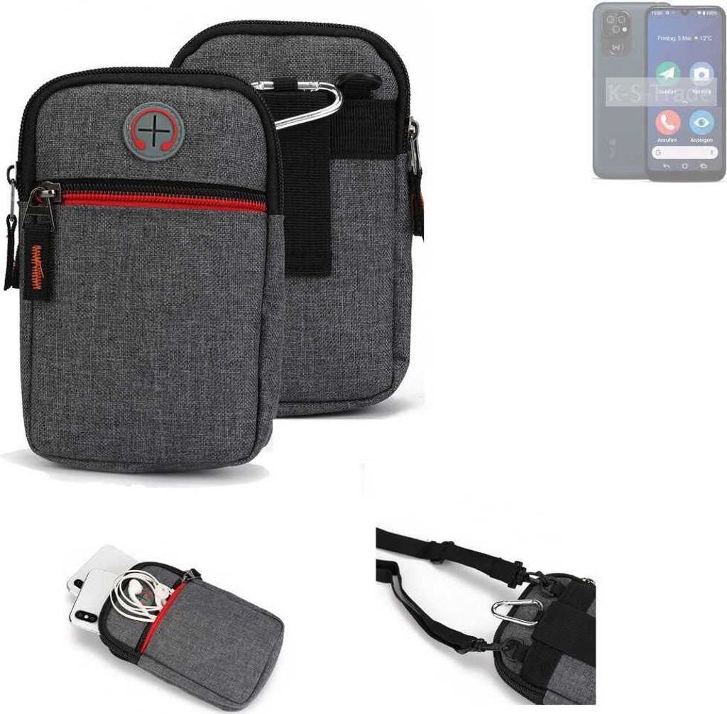 K-S-Trade Holster Gürteltasche kompatibel mit Doro 8200 Handy Tasche Schutz Hülle grau Zusatzfächer 1x
