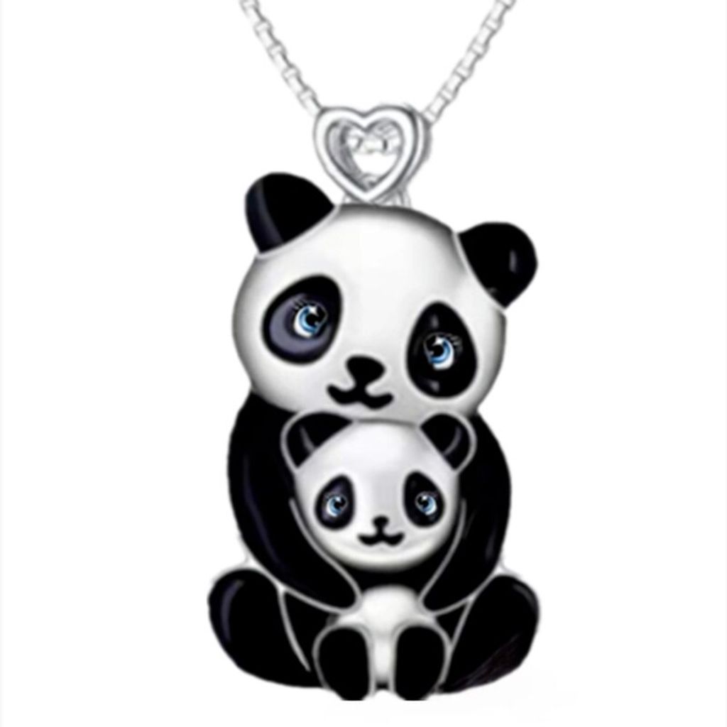 Mutter-Kind-Panda-Halskette, klassischer