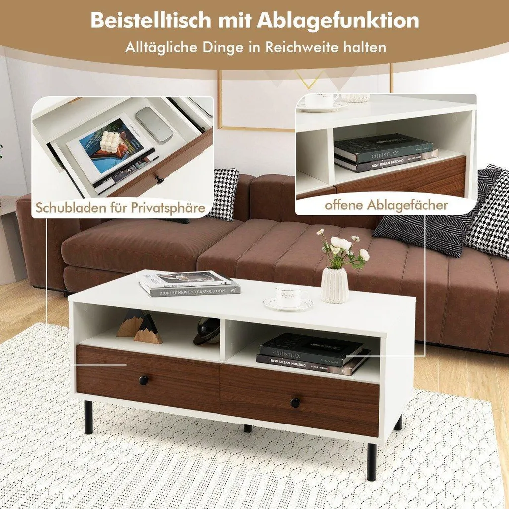 Table basse de salon avec étagères pour rangement magazines 95 cm - 5