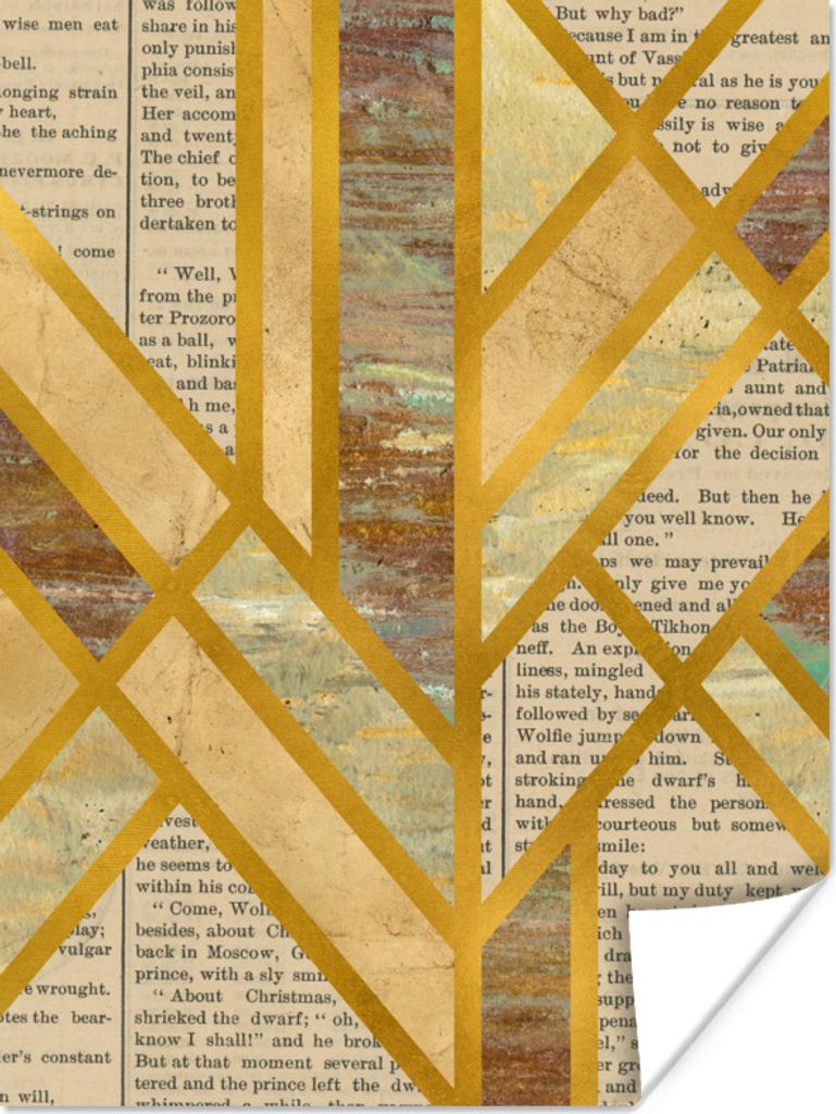 MuchoWow Poster Gold - Marmor - Luxus 60x80 cm - Schlafzimmer Dekoration