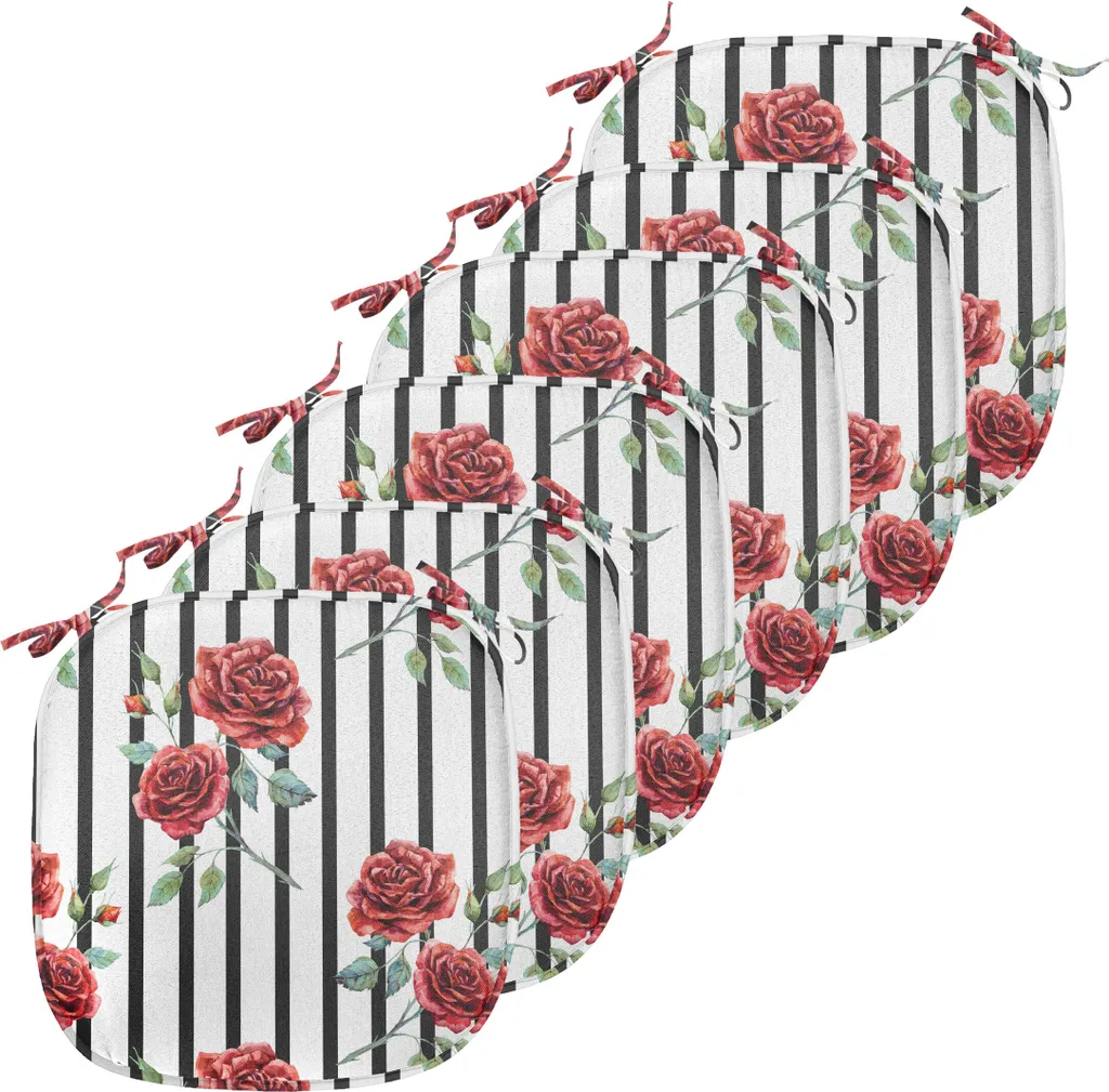 Assise Confortable pour Chaise de Salle à Manger, Motif Rose - 6 Unités