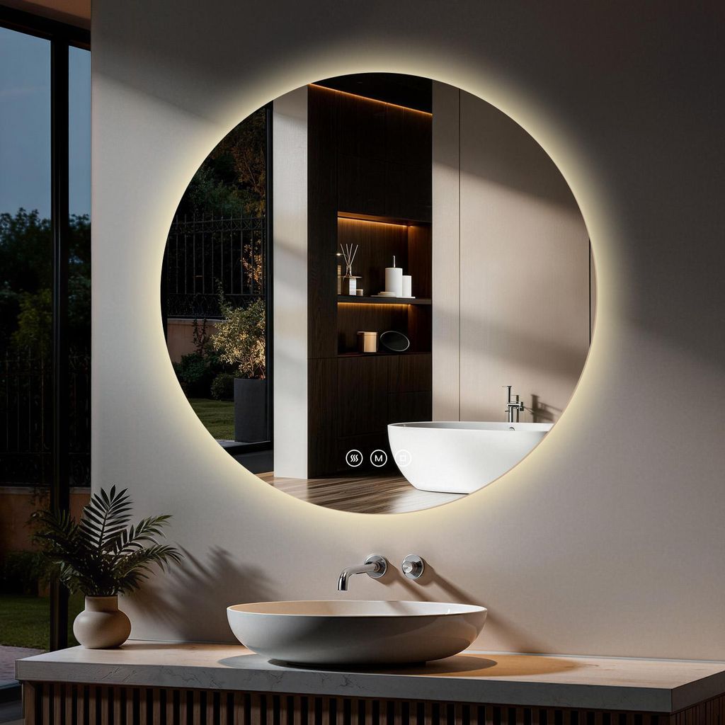 Espejo baño con luz LED redondo 70 cm S'AFIELINA, espejos Imagen del producto 