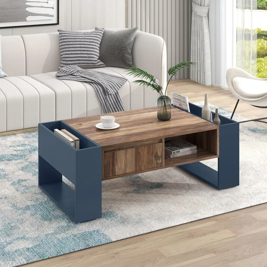 Table basse avec rangement double face et tiroir invisible anthracite - 12