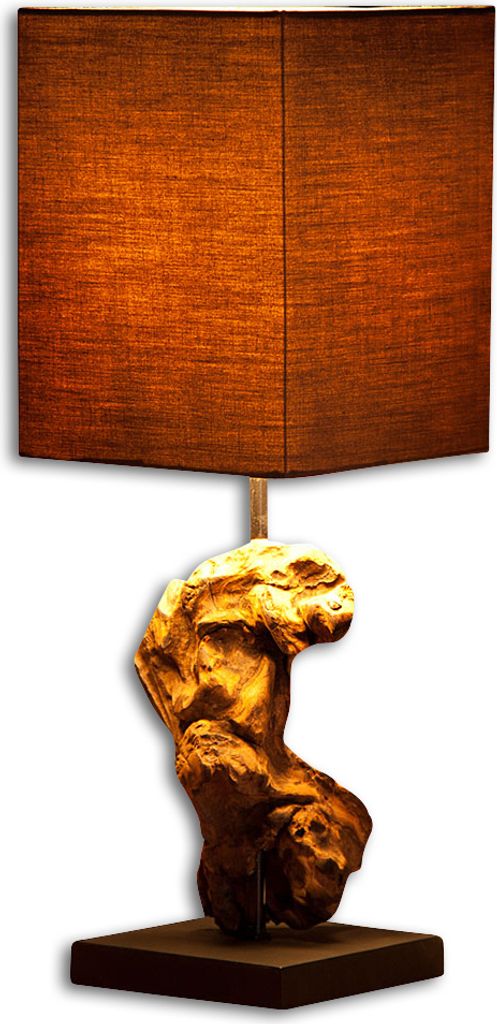 Lampe Tischlampe aus Holz Holzlampe Tischleuchte braun Produktbild 