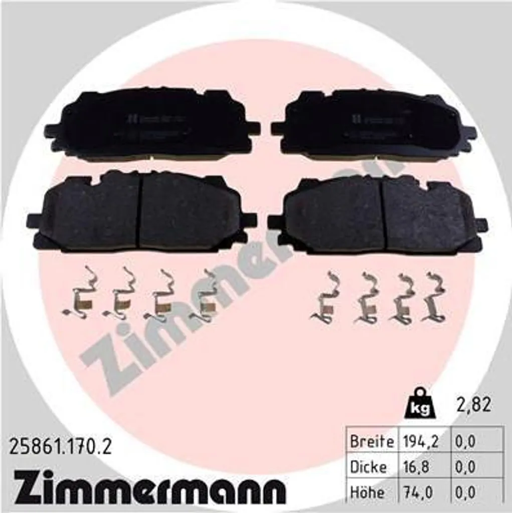 Plaquettes de frein ZIMMERMANN 25861.170.2 pour Audi A6 A7 A8 et Q8