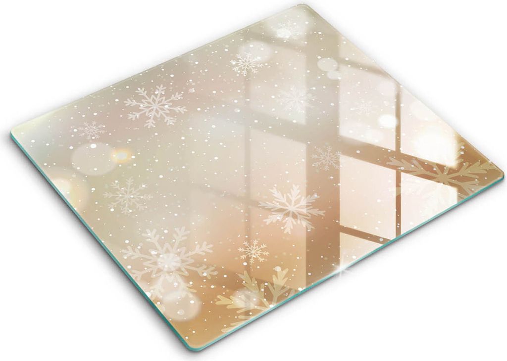Abdeckung Glas - Küchenabdeckung - 60x52 cm - Abdeckplatte -Schneeflocken