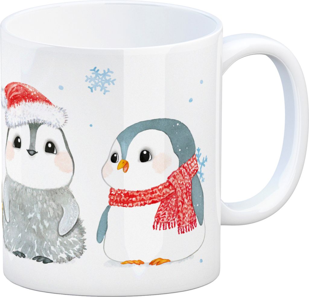 Pinguin Familie in Weihnachtsstimmung Kaffeebecher