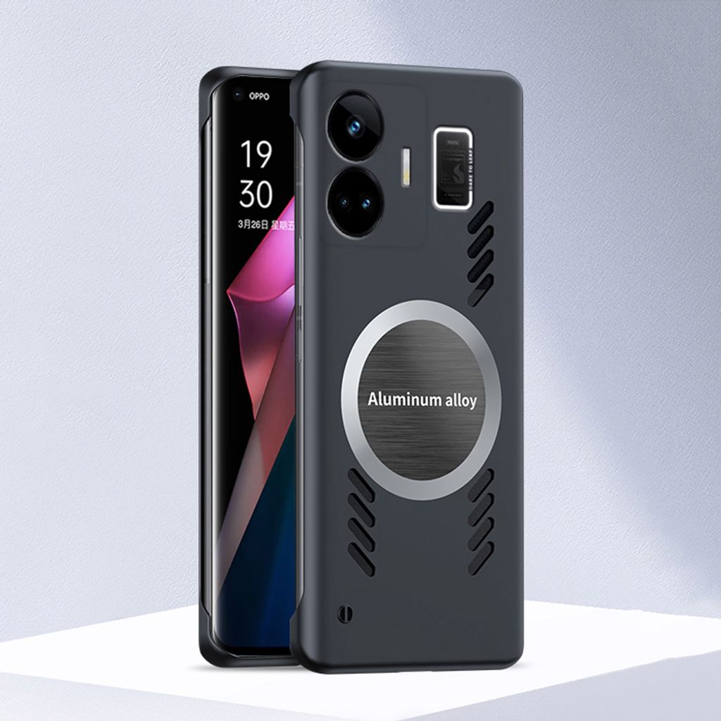 Realme GT Neo 5 Hülle, Frameless PC Matt Kühlabdeckung Loch Wärmeableitung Schutzhülle für Realme GT Neo 5 Schwarz