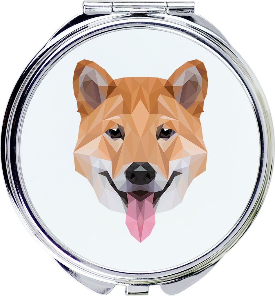 Shiba Inu - Spiegel mit Foto und geometrischem Aufdruck der Marke Art-Dog