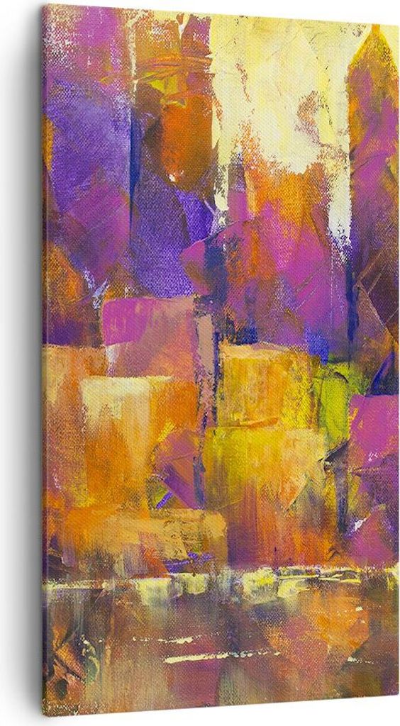 Bild auf Leinwand - Leinwandbild - Einteilig - Abstraktion Stadt Wolkenkratzer - 45x80cm - Wand Bild - Wanddeko - Wandbilder - Leinwanddruck - Bild...