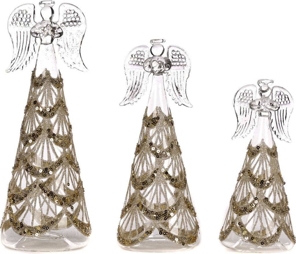 Goodwill Weihnachtsengel aus Glas, goldfarben, H 24 cm, Vorteilsset mit 3 Stück