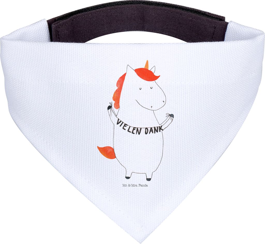 Mr. & Mrs. Panda Bandana Einhorn Dankeschön - Weiß - Geschenk, Unicorn, Hundehalstuch, Danksagung, Vielen Dank, Einhörner, Danke, Hunde Hals Tuc...