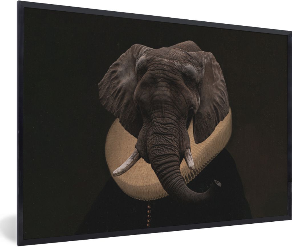MuchoWow Gerahmtes Poster Alte Meister - Elefant - Kunst 90x60 cm - Poster mit Schwarzem Bilderrahmen Wandposter Rahmen Foto Bilder - Fotorahmen ...