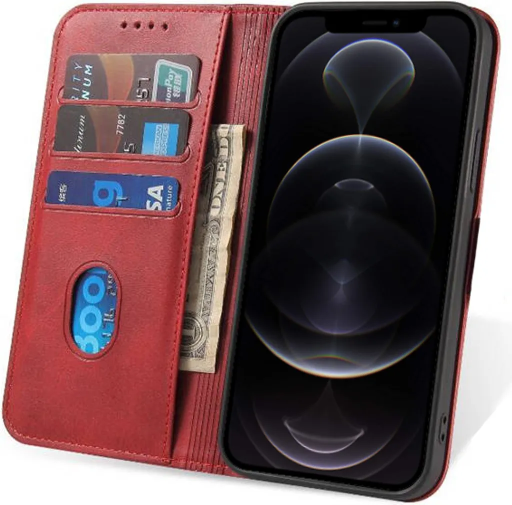 Portafoglio 2-in-1 In Pelle Piena + Custodia Magnetica Per iPhone 12