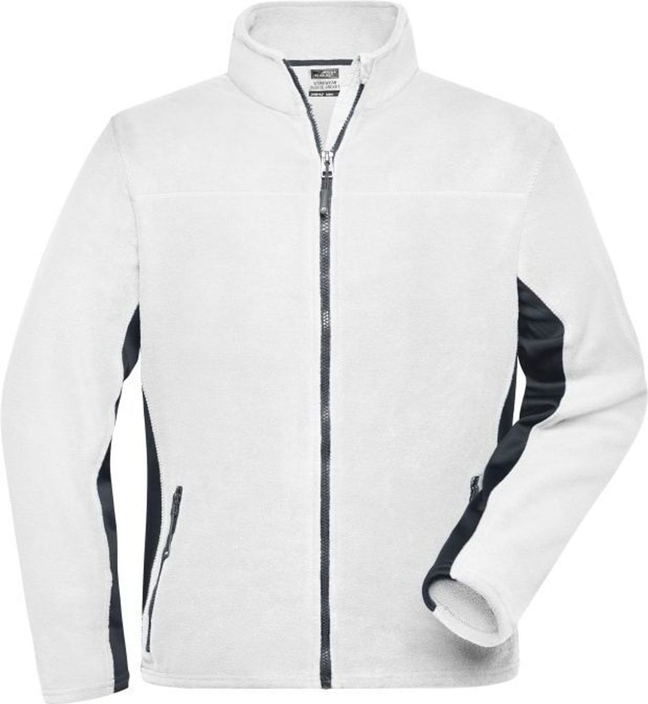 Strapazierfähige Fleece Jacke im Materialmix white/carbon, Gr. XXL