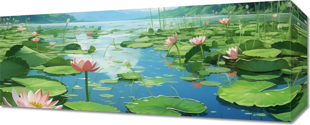 Decorazione Parete Ninfee 50x20cm | Quadro Moderno Effetto Relax