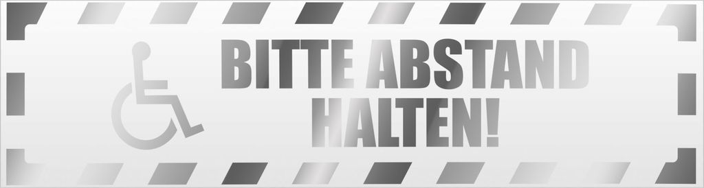 Bitte Abstand halten! Motiv 1 gestreift Magnetschild Schild magnetisch - 60cm Chrom - Magnetfolie für Auto PKW Kfz