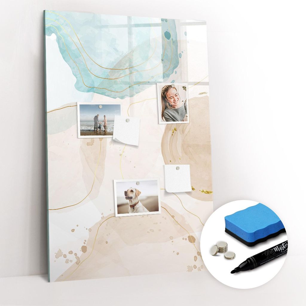 Magnetische Wandtafel - Schwarzer Marker + Schwamm + Magnete - 60 x 90 cm - Pastellfarben