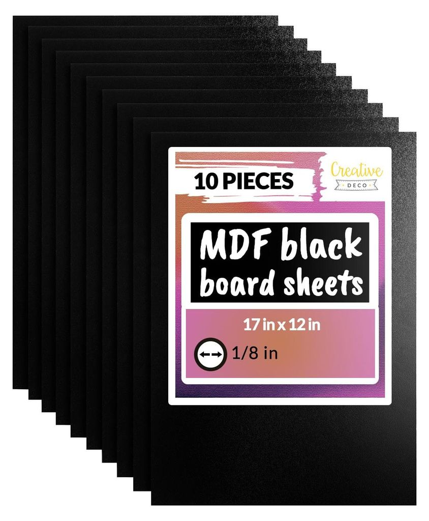 Creative Deco 10 x A3 MDF - Plaat, Zwart, 420 x 300 x 3 mm Productafbeelding 
