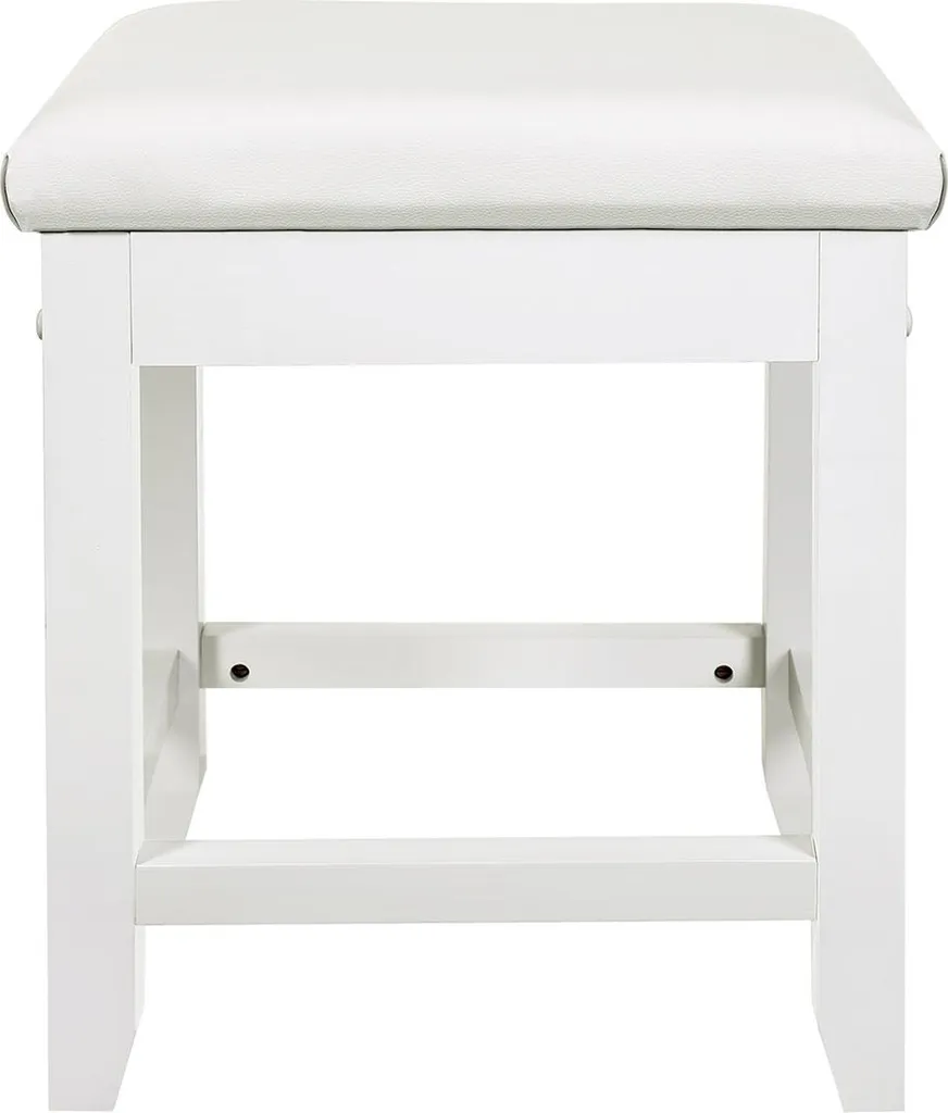 Siège de coiffeuse carré blanc laqué - Pouf de maquillage chic Sofia - 2