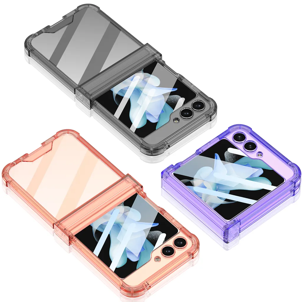 Custodia Samsung Z Flip 5 Trasparente Glam: Protezione Schermo Blu Top - 5