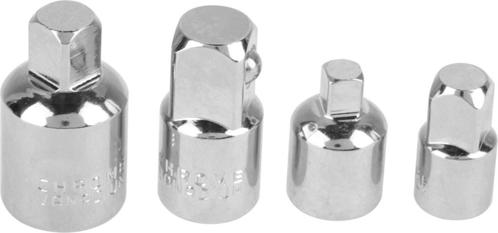 4 Stück versilberte Reduzierstücke aus Chrom-Vanadium-Stahl für Steckschlüssel 1/2", 3/8", 1/4"-Schraubenschlüsseladapter