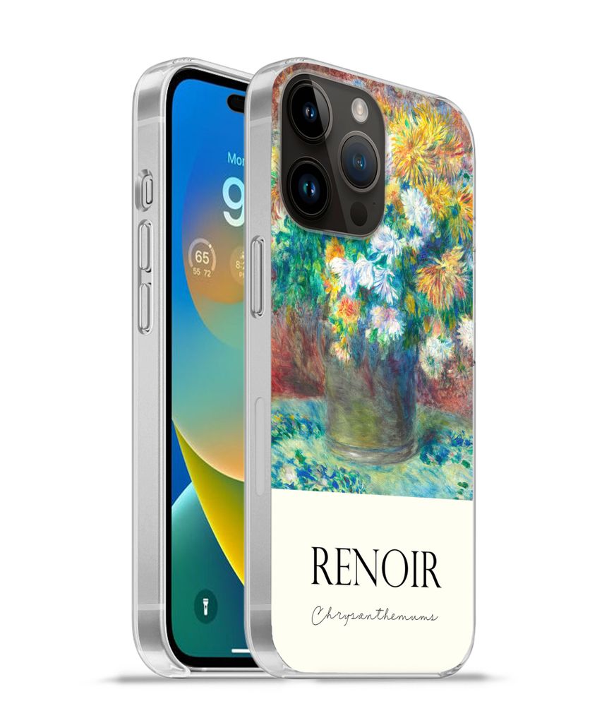 MuchoWow Handyhülle Schutzhülle Hülle für Apple iPhone 14 Pro - Softcase Renoir - Chrysantheme - Gemälde Silikon Softcase Handy Hülle - Ums...