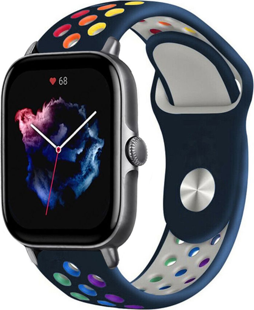 Strap-it Amazfit GTS 3 Sportarmband (Dunkelblau/bunt)