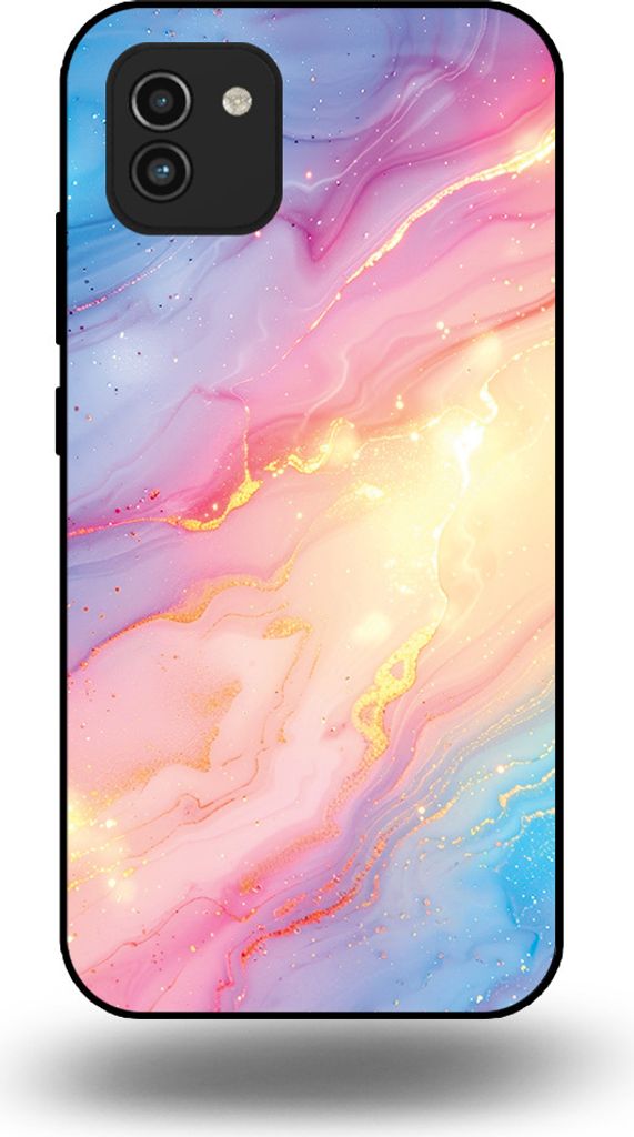 Smartphonica Telefon Fall geeignet für Samsung Galaxy A03 mit Regenbogen Glitter Marble Print - TPU Backcover Fall Regenbogen Glitter Marble Design