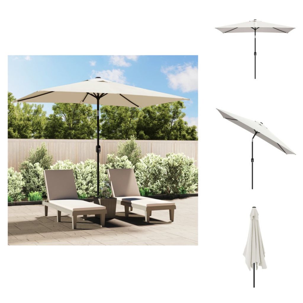 vidaXL Sonnenschirm 200 x 300 cm Sandweiß rechteckig - Sonnenschirme & Sonnenschutze