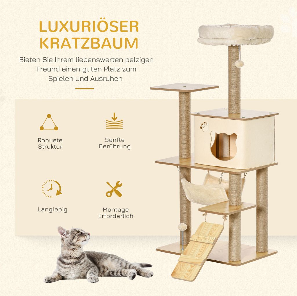 PawHut Kratzbaum Katzenbaum für Katzen Kletterbaum aus Holz Produktbild 4