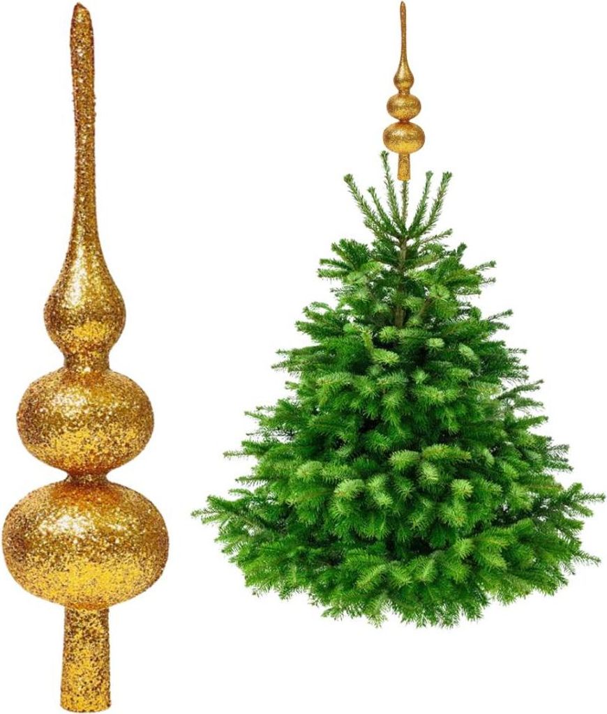 Christbaumspitze Gold - Glitzer Christbaumspitze 34 cm