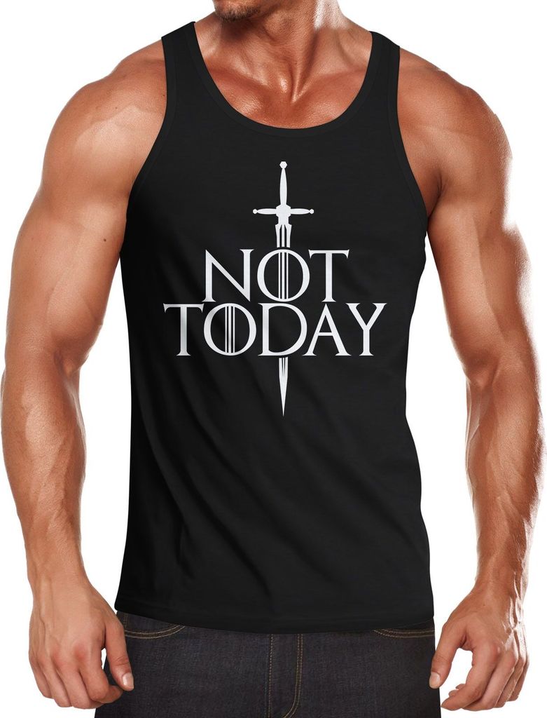 Herren Tanktop Not Today lustige Sprüche Serie Zitat Achselshirt Trägershirt Moonworks schwarz M