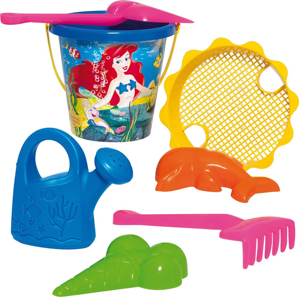 Sandspielzeug Set Schaufel Rechen Eimer Förmchen Sieb Gießkanne IML Kinder Eimergarnitur 7-tlg.