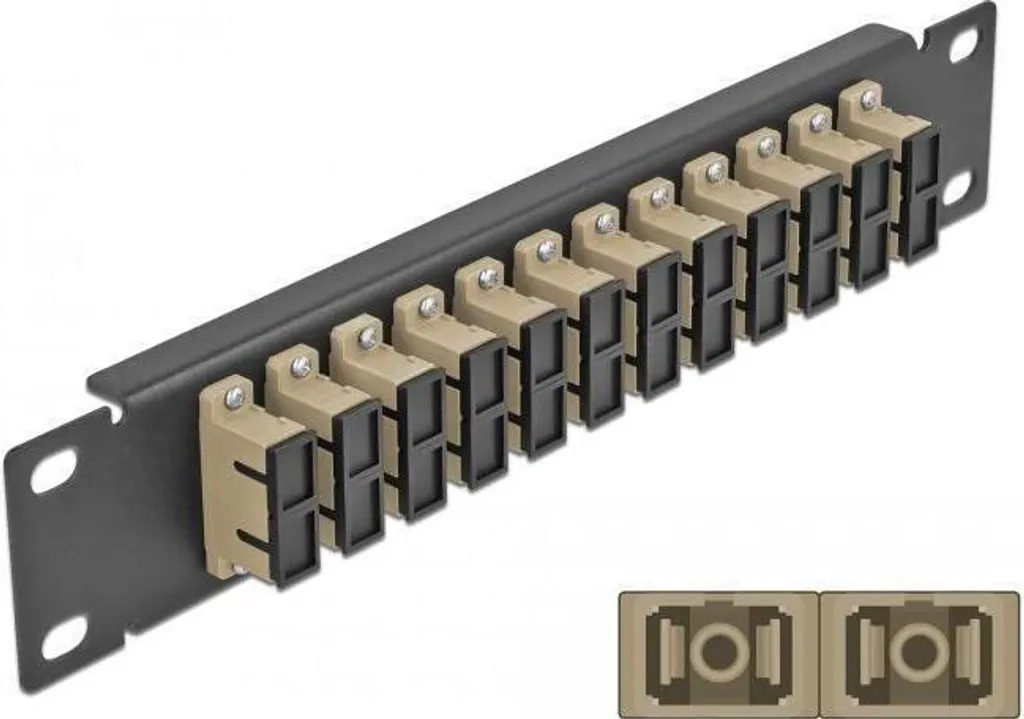 DELOCK 10" LWL Patchpanel 12 Port SC Duplex beige 1HE schw.