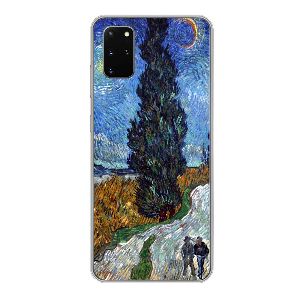 MuchoWow Handyhülle Schutzhülle Hülle für Samsung Galaxy S20 Plus Straße mit Zypresse und Stern - Vincent van Gogh Silikon Softcase Handy H...