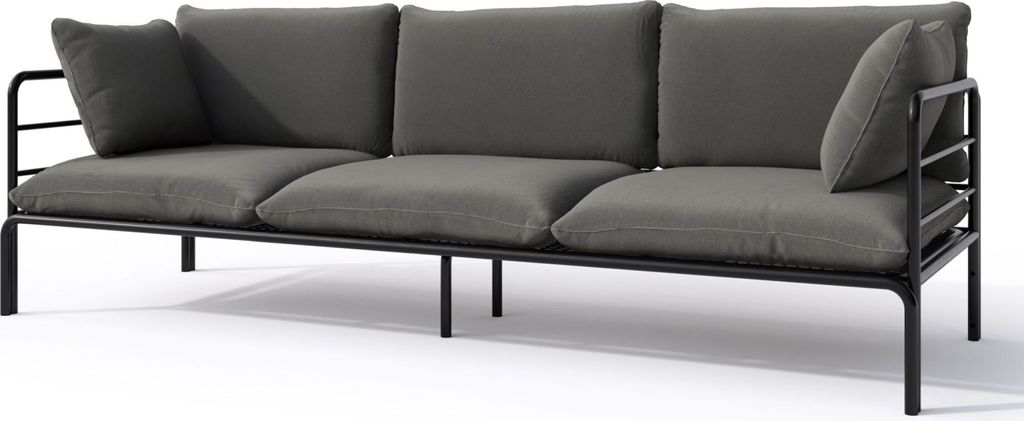 Selsey Worcully - Garten-Sofa 3-Sitzer, wasserabweisend, anthrazit/schwarzes Gestell