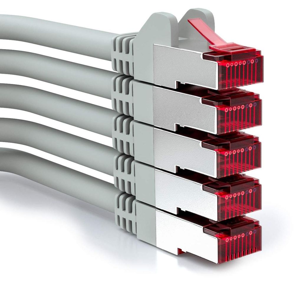 deleyCON 0,5m CAT6 Patchkabel RJ45 S/FTP PIMF, 5 Stück - Produktbild 