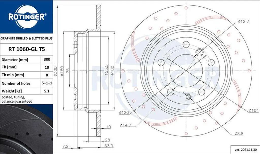 Disque de frein ventilé haute performance série 5 E34 de 1988