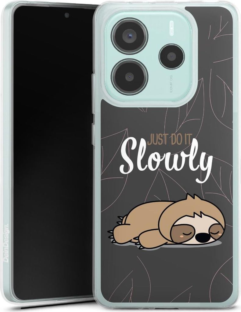 DeinDesign Handyhülle für Xiaomi Redmi Note 14 5G Silikon Hülle Case Smartphone Schutzhülle Faultier Sprüche lazy sunday