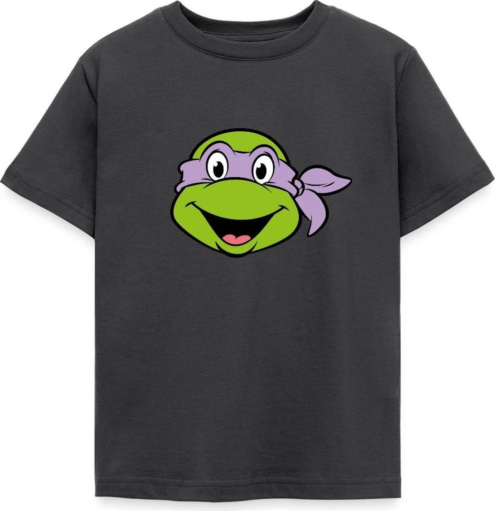 Spreadshirt Teenage Mutant Ninja Turtles Donatello Kostüm Karneval Kinder T-Shirt, 122/128 (7-8 Jahre), Dunkelgrau