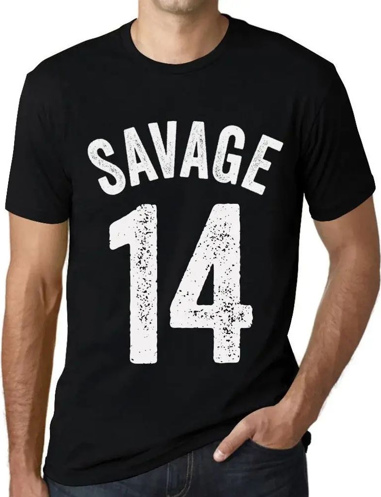 Herren Grafik T-Shirt Savage 14 Geschenk 14. Geburtstag Jahrestag 14 Jahre Jubiläum 14 Jährige Mann Jahrgang 2010 Kurzarm Lustige Druck