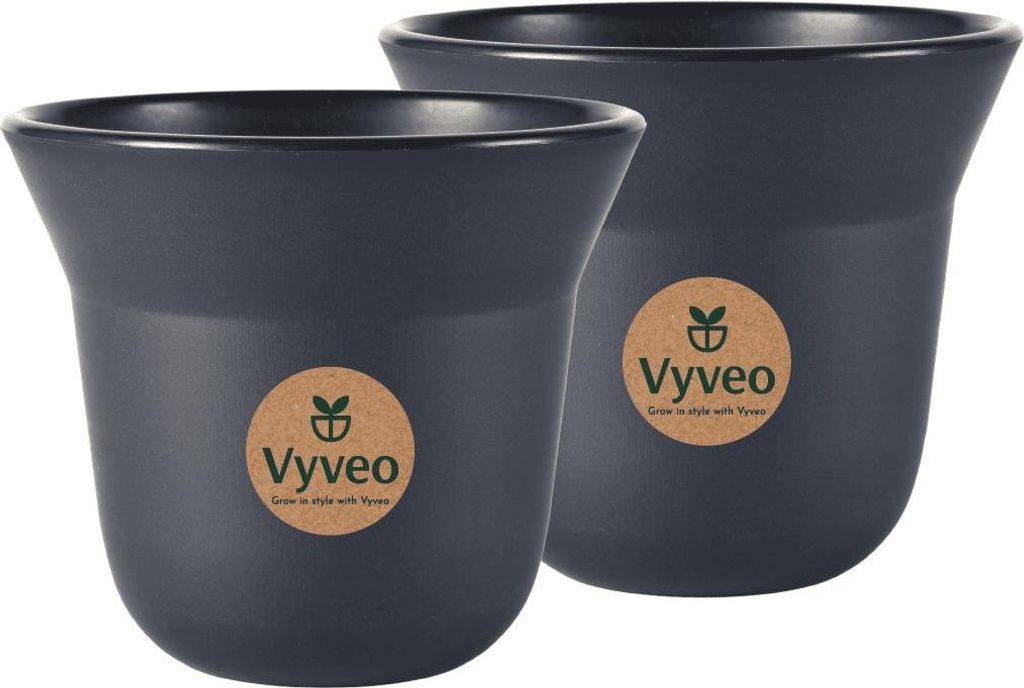 Vyveo - Blumentopf Aalta - 2er-Set - Schwarz - 20x17