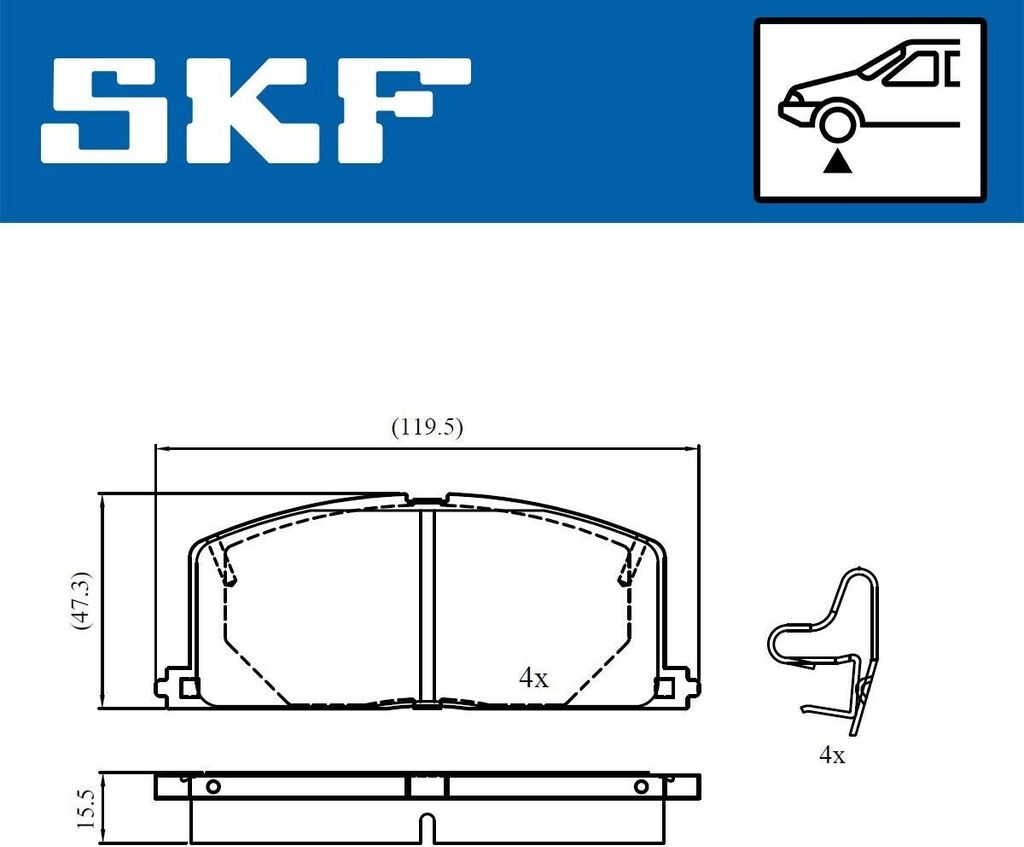 SKF Bremsbeläge Satz Vorne Bremsklötze für TOYOTA STARLET (EP91) PASEO Coupe (EL54) RAUM Großraumlimousine (EXZ1) VKBP 80817 A