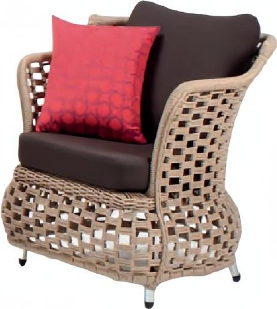 Sessel Braun Design Couch Sofa Relax Hochwertig Rattan Polster Sitzer Luxus