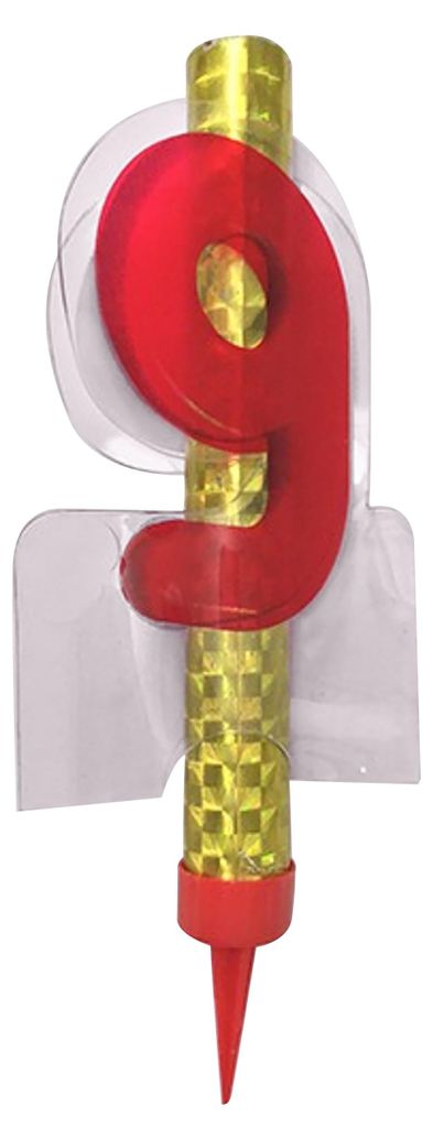 Rote 12 cm Kuchenfontäne mit Zahl 9 - Einheitsgröße