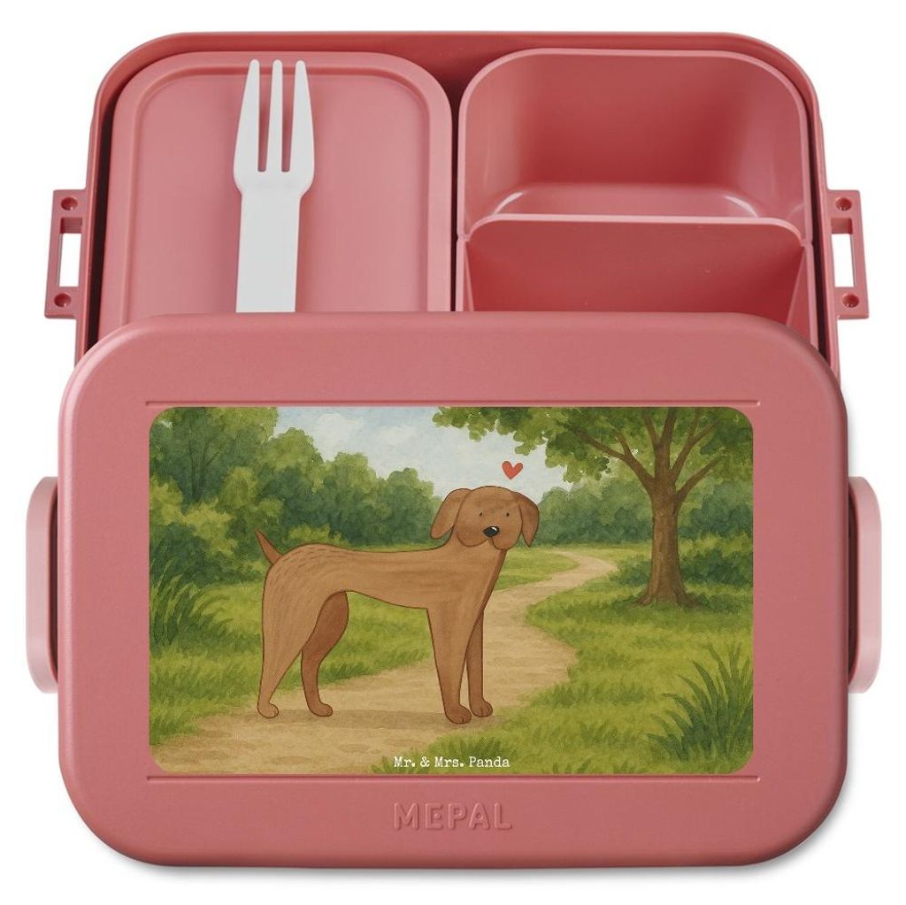 Mr. & Mrs. Panda Meal Prep Box Hund Dogge Design - Rot Pastell - Geschenk, Frischhaltedose, Bentobox, Lunchbox, Deutsche, Herz, Bento, Vesperbox, S...