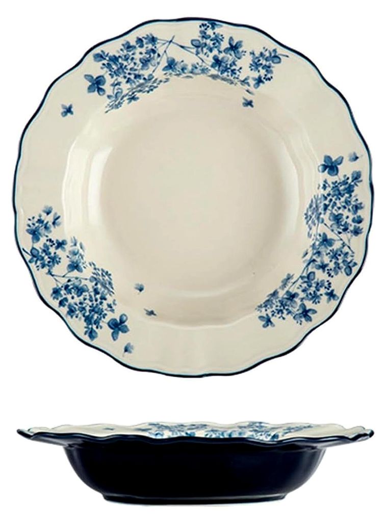 Chinesische Haushaltsblumen, frisch und exquisit, Keramikglasur, Suppenteller, 21,6 cm