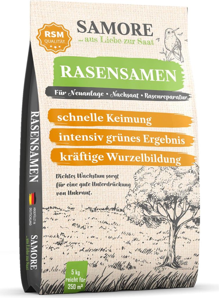 samore- Rasensamen schnellkeimend 5 kg I Nachsaat Rasen I Produktbild 