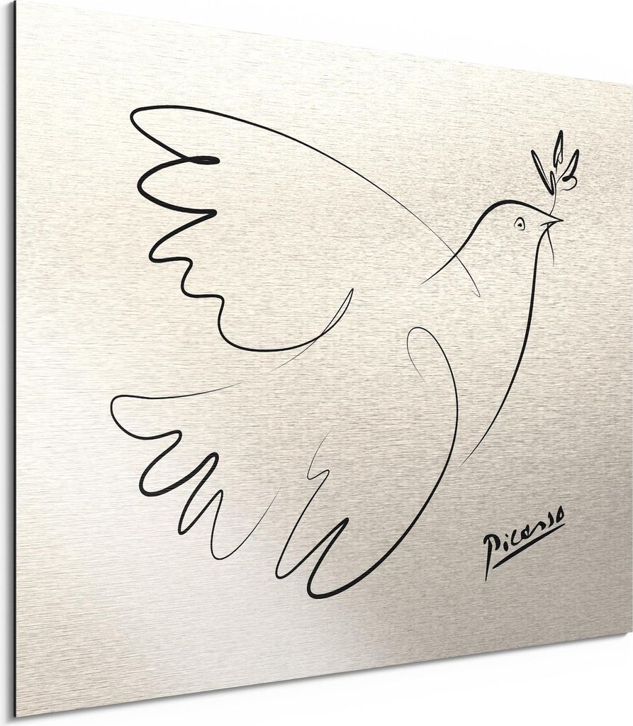 DEQORI Alu-Dibond Bild Silber 40x30 cm 'Der Friedensflug' Wandbild Metall dünn Design